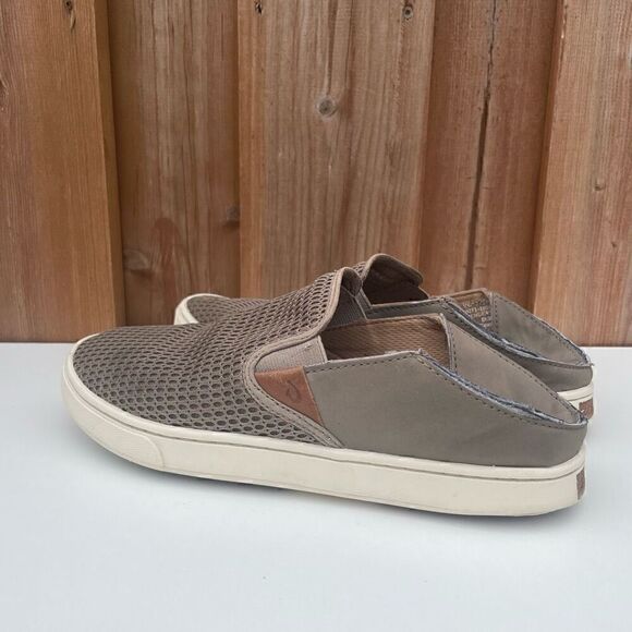 OluKai Pehuea Leather Shoes Size 8 Grey Slip On Casual Shoes Loafers - Picture 10 of 14